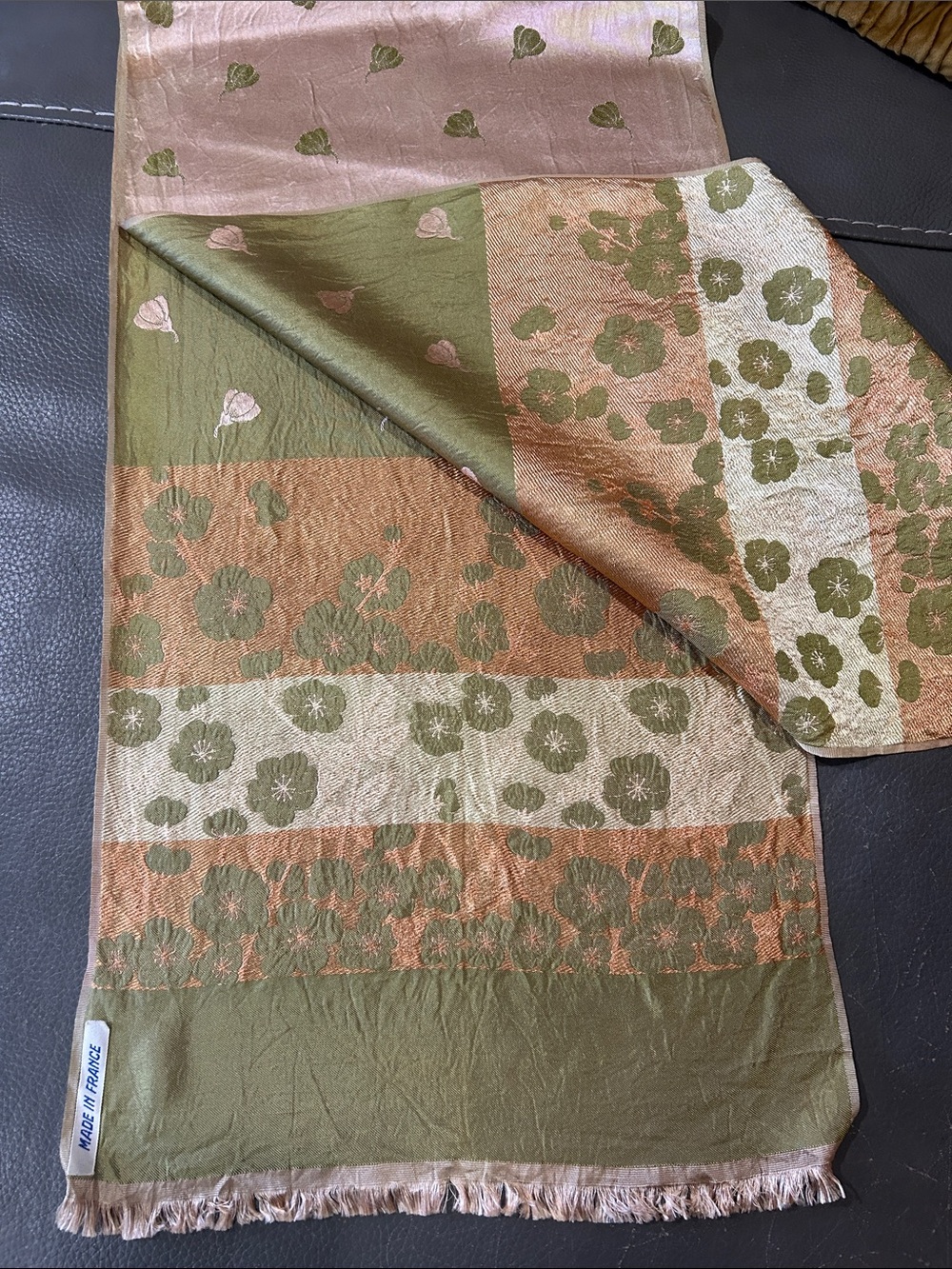 RESERVED @frenchluck Blue/Mustard Square Scarf & French Textile Runner - Picture 7 of 8